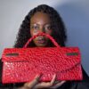 Red handmade leather bag – The Braids Brand Ghana