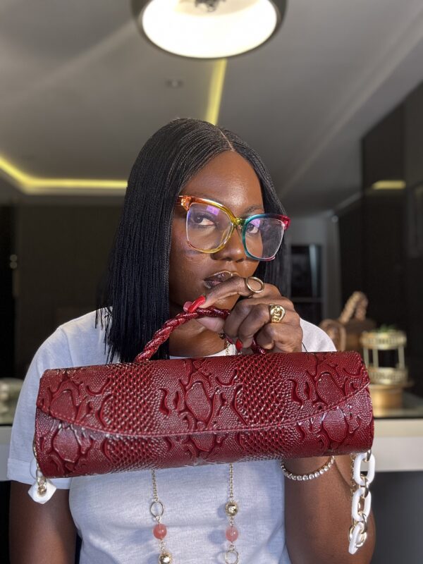 Burgundy handmade leather bag – The Braids Brand Ghana