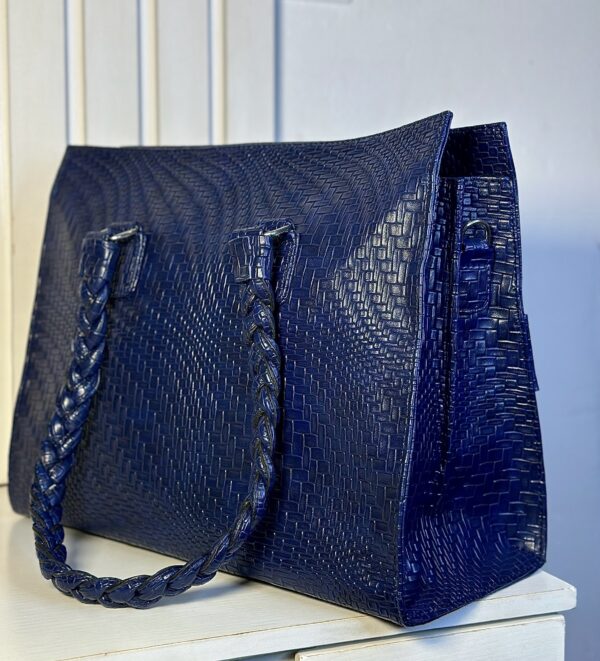 Blue handmade leather tote set – The Braids Brand Ghana
