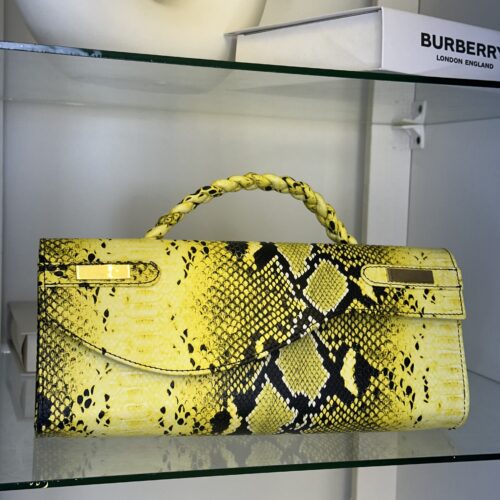 Handmade yellow snake skin leather bag – The Braids Brand Ghana