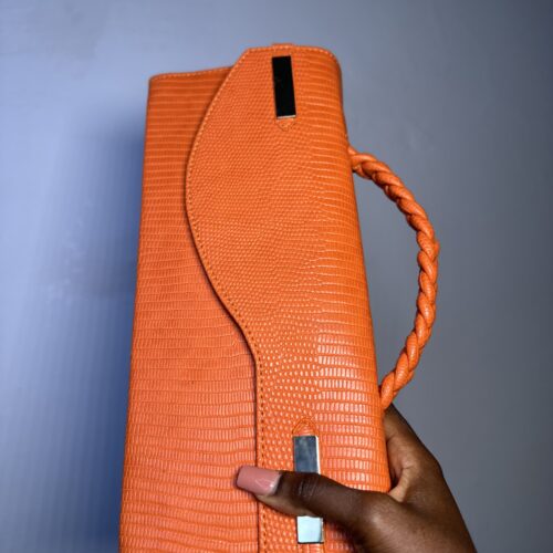 Orange Handmade Leather cured flap bag – The Braids Brand Ghana