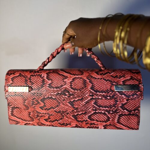 Orange and black Snake Skin Leather