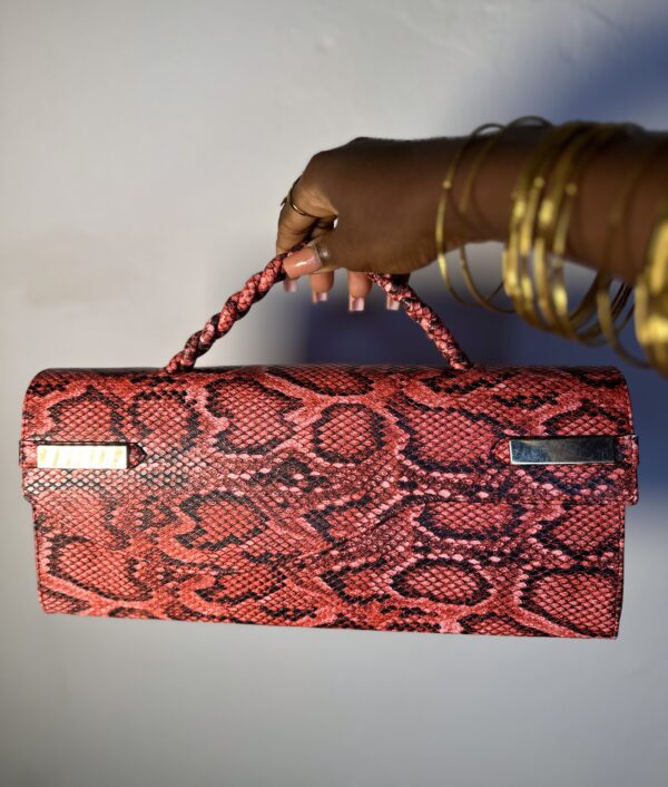 Orange and black Snake Skin Leather