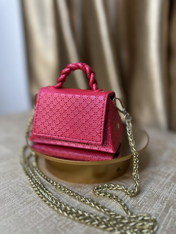 Mini handmade leather handbag in pink – The Braids Brand Ghana