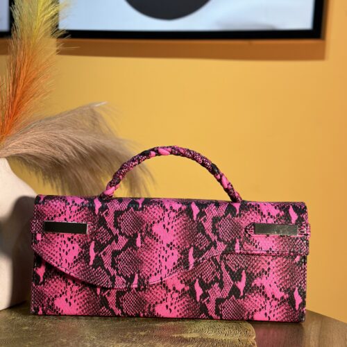 Handmade pink snake skin leather bag – The Braids Brand Ghana