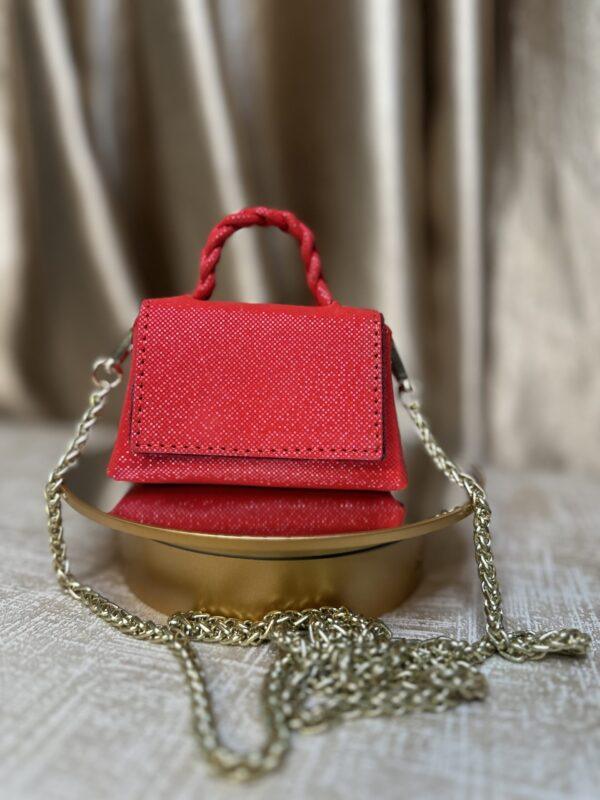 Red shiny leather bag- The braids Brand