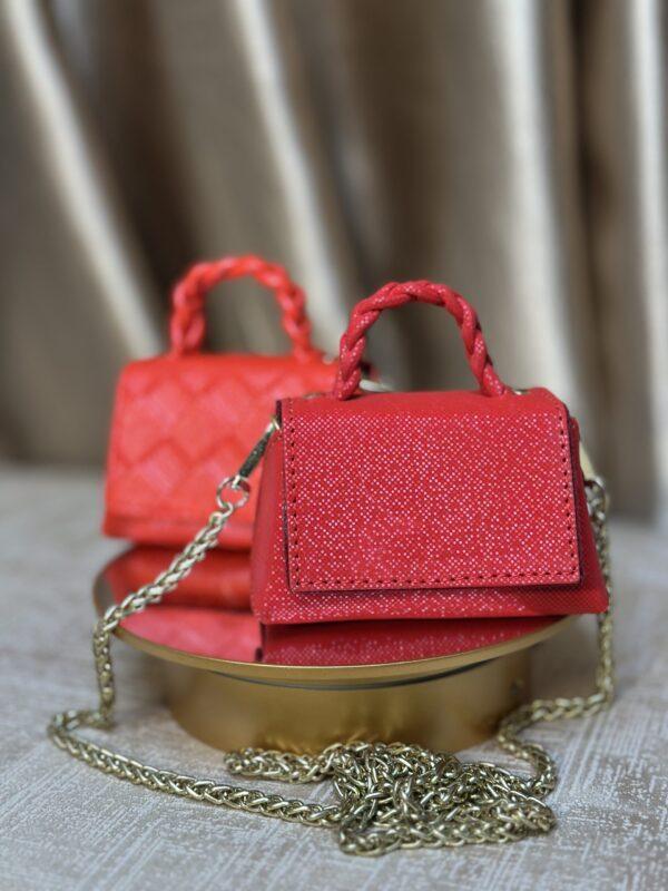 Red shiny leather bag- The braids Brand